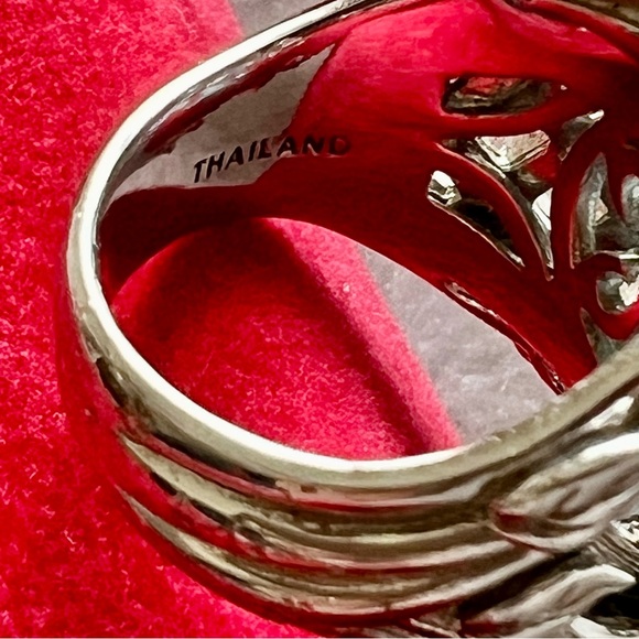 Rare Vintage Glam Jennifer Cary 925 Silver Blue Topaz w/small Diamonds Ring - Picture 5 of 15